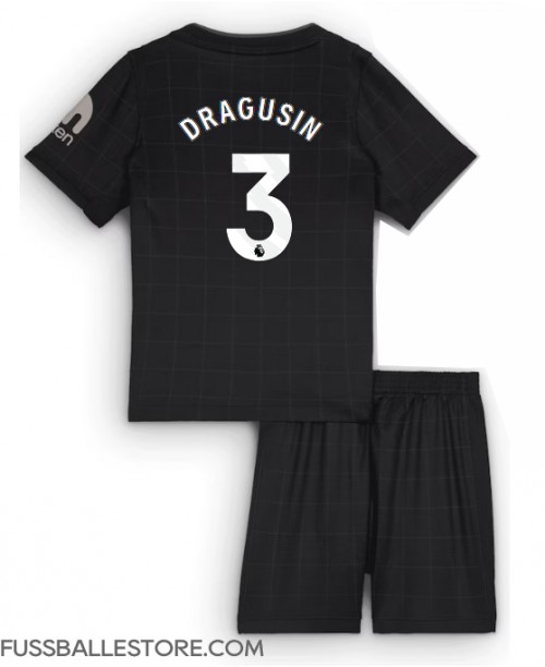 Günstige Tottenham Hotspur Radu Dragusin #3 Auswärts Trikotsatzt Kinder 2025-26 Kurzarm (+ Kurze Hosen)
